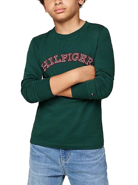 TOMMY HILFIGER TH KIDS Long-sleeved cotton T-shirt ornamental green - Child T-shirt
