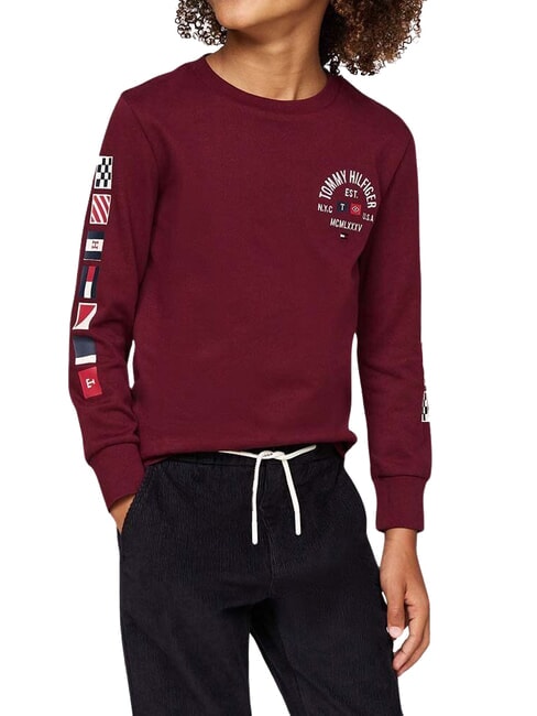 TOMMY HILFIGER TH KIDS Long-sleeved cotton T-shirt deep red - Child T-shirt