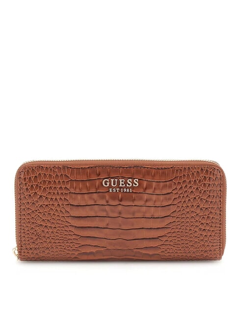 GUESS LAUREL Cocco Zip-around wallet COGNAC - Women’s Wallets