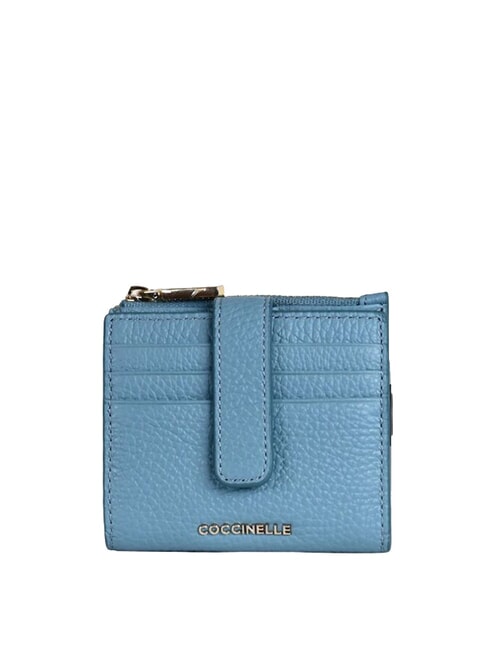 COCCINELLE METALLIC SOFT Mini leather wallet arctic blue - Women’s Wallets