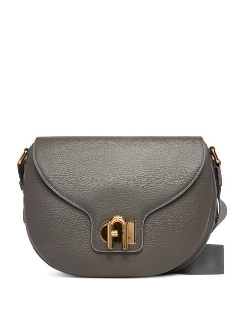 FURLA LOTUS Leather bag with logo shoulder strap urban gray/urban gray tones - Women’s Bags