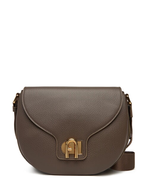 FURLA LOTUS Leather bag with logo shoulder strap mahogany/mahogany tones - Women’s Bags
