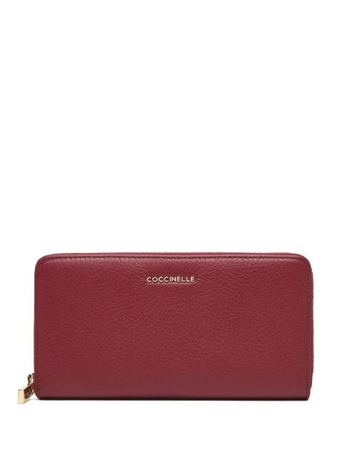 COCCINELLE METALLIC SOFT Wallet in textured leather currant - Women’s Wallets