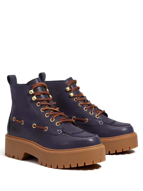 TIMBERLAND STONE STREET  Leather ankle boots with wedge dark blue full grain - Women’s shoes