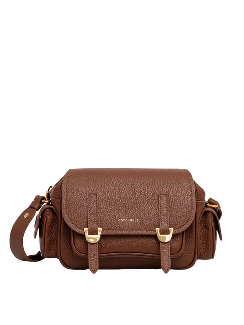 COCCINELLE CAMPUS Mini shoulder bag, in leather cognac - Women’s Bags