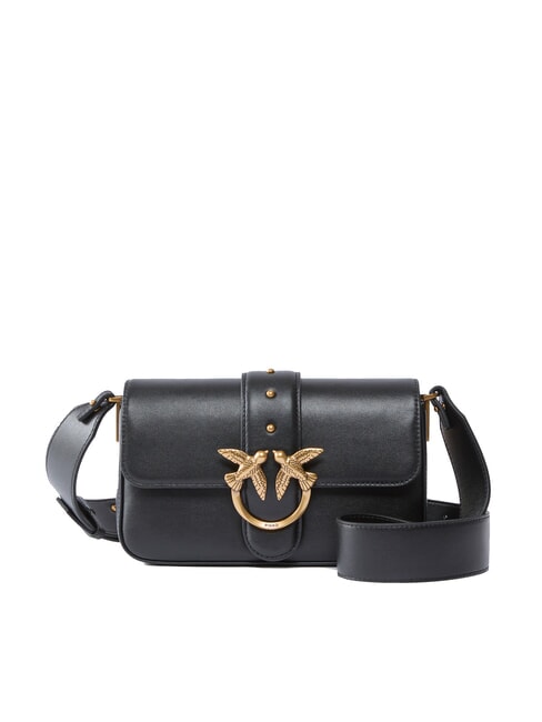 PINKO LOVE ONE SLOUCHY Mini leather shoulder bag black-antique gold - Women’s Bags