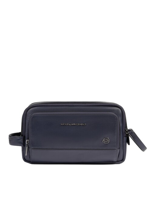PIQUADRO W136 Leather beauty pouch blue - Beauty Case