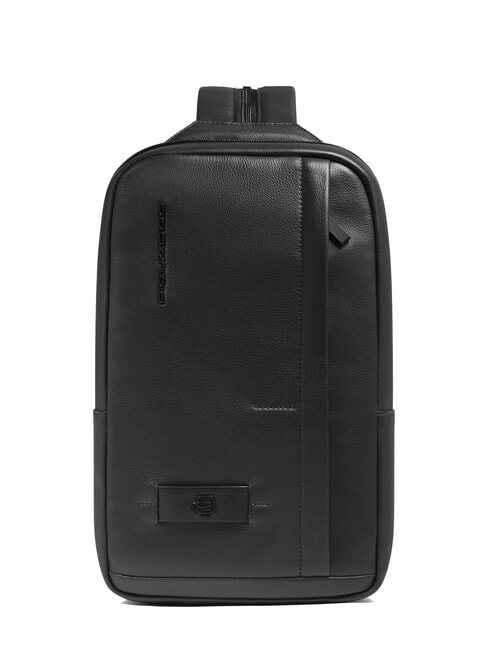 PIQUADRO W137 One-shoulder leather backpack Black - Laptop backpacks