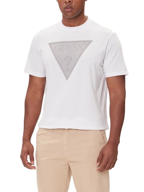 GUESS TRIANGLE LOGO Regular fit short sleeve t-shirt purwhite - T-shirt