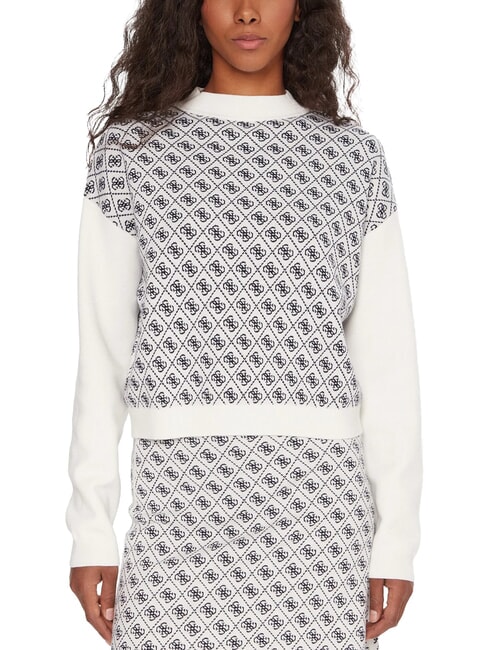 GUESS AUBREY Relaxed fit sweater 4g cream and blue - Women's Sweaters