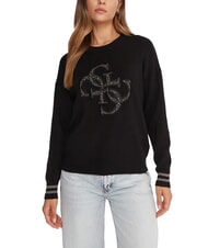 GUESS SILVIE LOGO Crew neck sweater with rhinestones - Women's Sweaters
