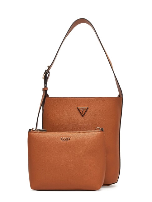 GUESS MERIDIAN 2 Bucket bag with pouch COGNAC - Women’s Bags