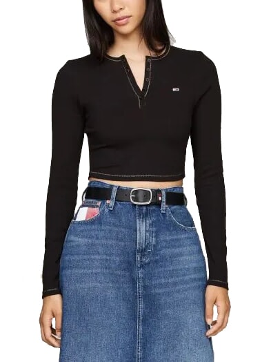 TOMMY HILFIGER TH JEANS Serafino Top black - T-shirt
