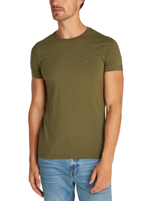 TOMMY HILFIGER  Men's stretch T-shirt army green - T-shirt