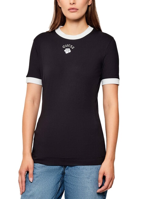 GUESS MINI ROSE Slim fit short-sleeved T-shirt jetbla - T-shirt