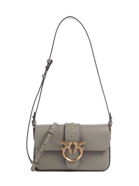 PINKO LOVE ONE SLOUCHY Mini leather shoulder bag walnut-antique gold - Women’s Bags