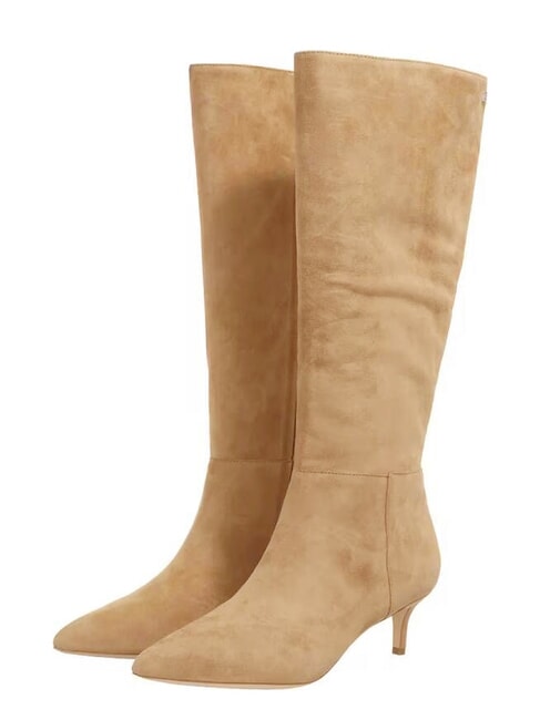RALPH LAUREN MCKAY High suede leather boots with low heel camel - Women’s shoes