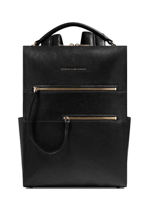 PIQUADRO W140 Women's leather backpack for 14" laptop Black - Laptop backpacks