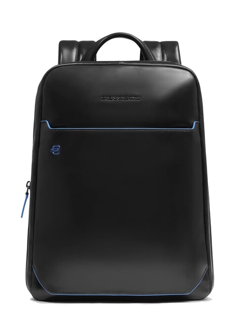 PIQUADRO BLUE SQUARE 14" laptop backpack, in leather Black - Laptop backpacks