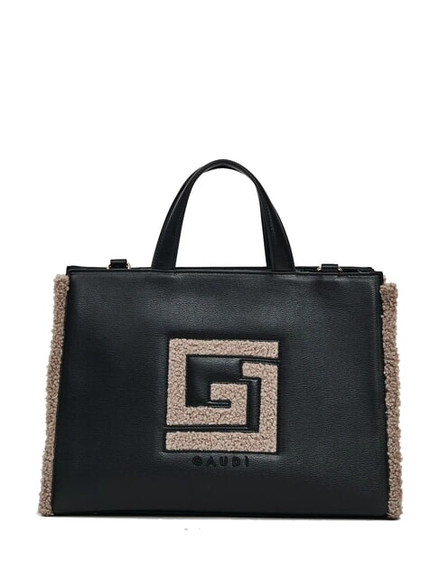 GAUDÌ EMILY FUR Handbag with shoulder strap black/taupe - Women’s Bags