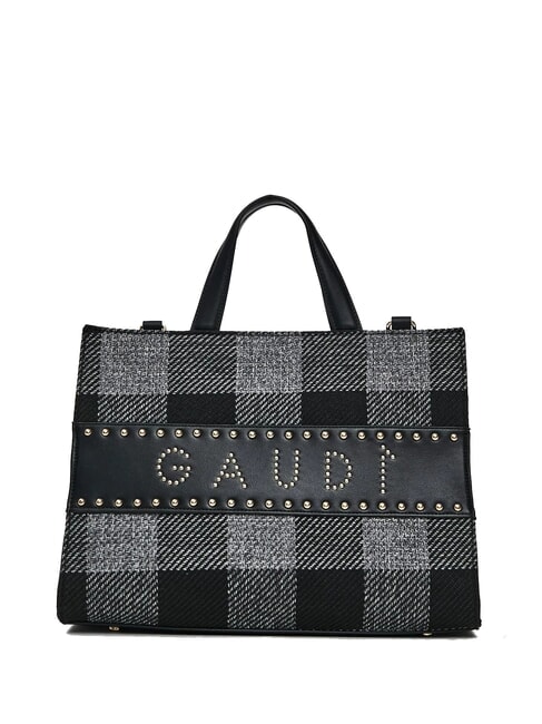 GAUDÌ EDA Tartan handbag with shoulder strap BLACK - Women’s Bags