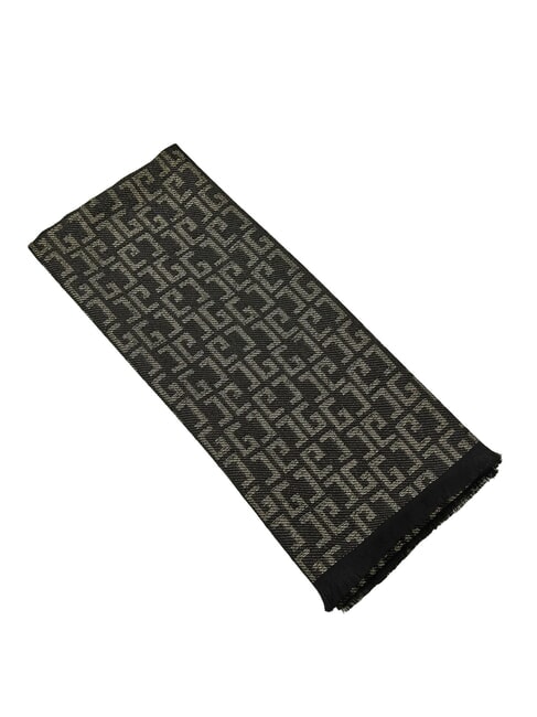 GAUDÌ ESTELLE Lurex yarn scarf with all-over logo BLACK - Scarves