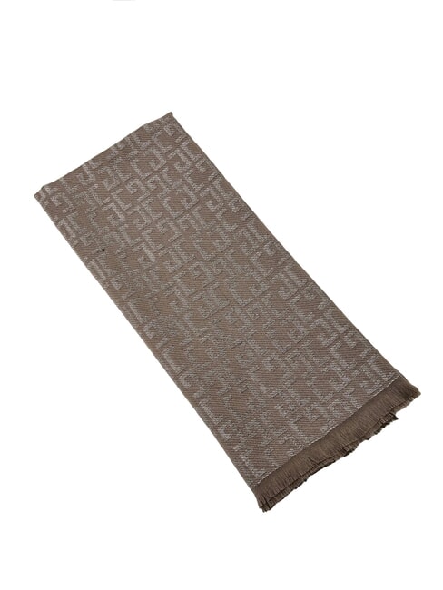 GAUDÌ ESTELLE Lurex yarn scarf with all-over logo taupe - Scarves