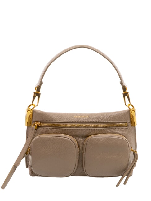 COCCINELLE HYLE Small dual-purpose leather bag warm taupe - Women’s Bags