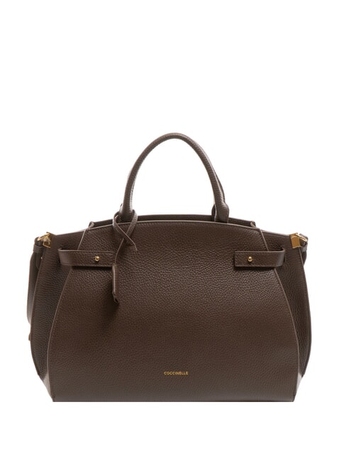 COCCINELLE KLICHE Leather handbag with shoulder strap brown fondant - Women’s Bags