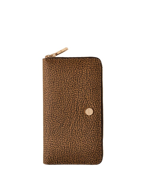 BORBONESE VITE COATED OP Large zip-around wallet natural op / black - Women’s Wallets