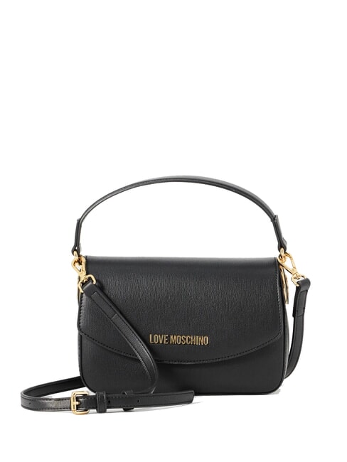 LOVE MOSCHINO CHUNKY TAB Bag with flap and shoulder strap Black - Women’s Bags