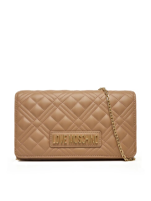 LOVE MOSCHINO SMART DAILY Clutch bag with metal shoulder strap beige - Women’s Bags