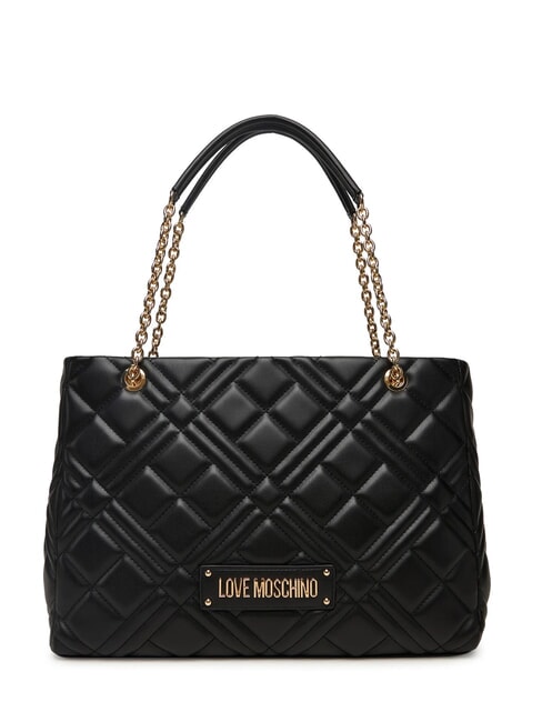 LOVE MOSCHINO QUILTED Shopping bag with chain handles Black - Women’s Bags