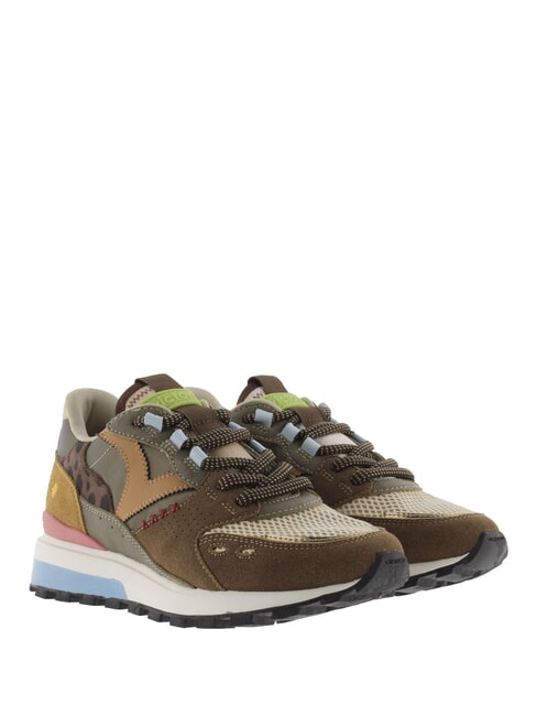VICTORIA LUNA Patchwork sneakers with serrated sole chocolate - Women’s shoes