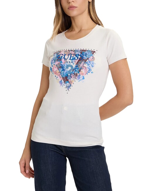 GUESS SS CN PEONY TRIANGLE Short-sleeved T-shirt with print muted stone - T-shirt
