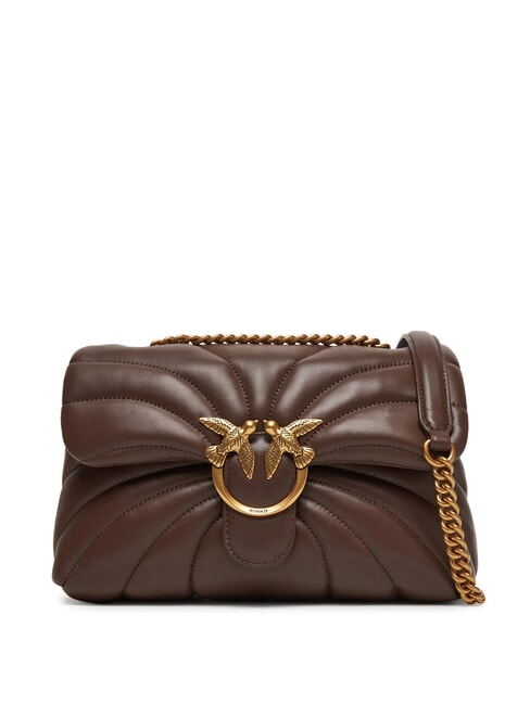 PINKO LOVE PUFF CLASSIC Nappa leather shoulder bag brown chestnut-antique gold - Women’s Bags