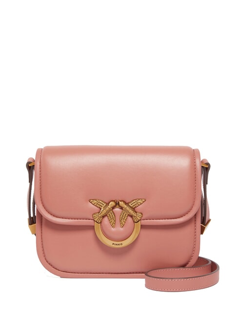 PINKO LOVE BOX Mini nappa bag with flap Aragon brown-antique gold - Women’s Bags