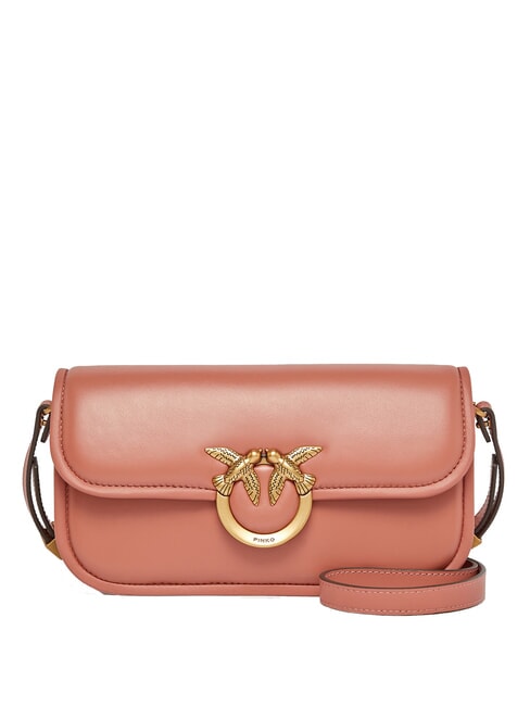 PINKO LOVE BOX Shoulder bag, in leather Aragon brown-antique gold - Women’s Bags