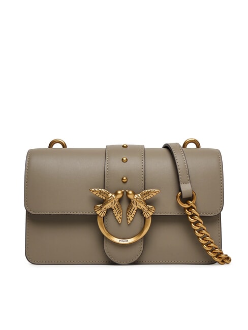 PINKO LOVE ONE CLASSIC Mini leather shoulder bag walnut-antique gold - Women’s Bags