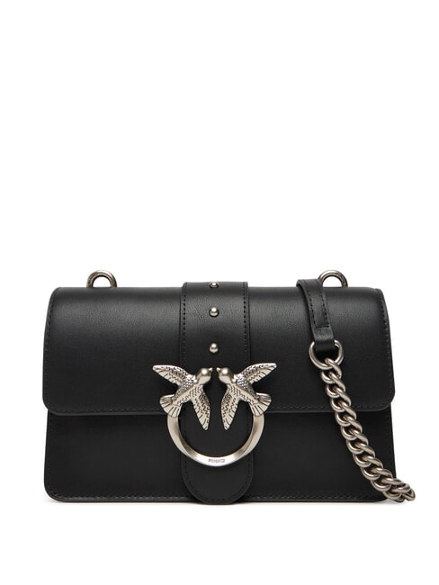 PINKO LOVE ONE CLASSIC Mini leather shoulder bag black-old silver - Women’s Bags