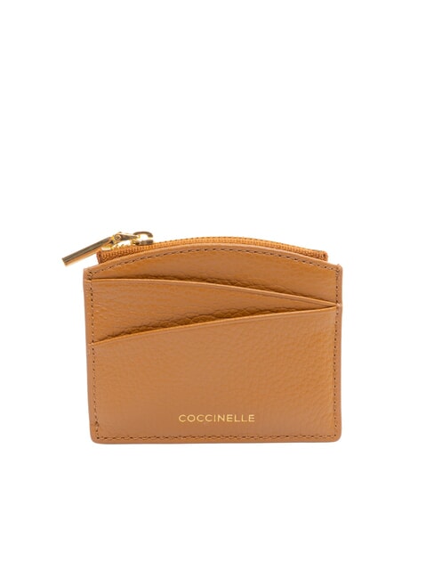 COCCINELLE ROUNDED PRINTED Small leather card holder with zip CUIR - Women’s Wallets