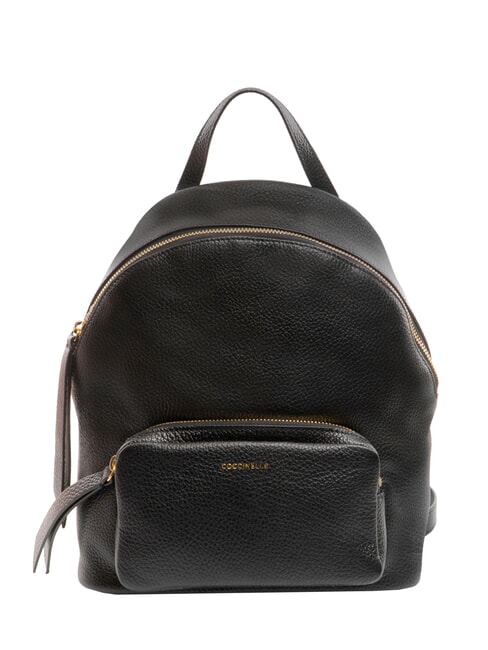 COCCINELLE JEN Round leather backpack with pocket Black - Women’s Bags