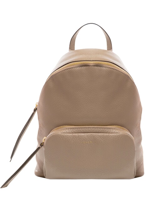 COCCINELLE JEN Round leather backpack with pocket warm taupe - Women’s Bags