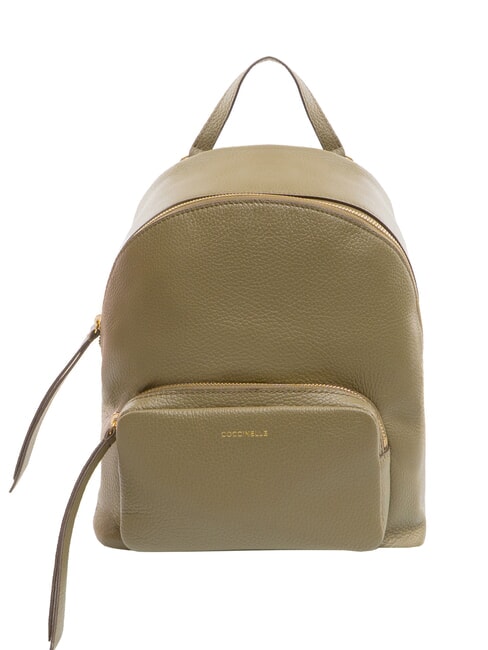 COCCINELLE JEN Round leather backpack with pocket laurel green - Women’s Bags
