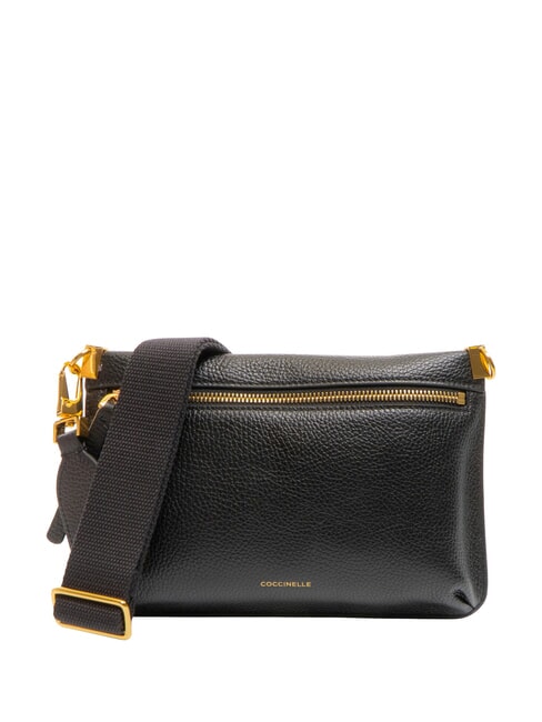 COCCINELLE HYLE Small flat leather shoulder bag Black - Women’s Bags