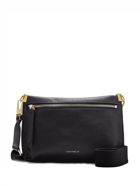 COCCINELLE HYLE Small flat leather shoulder bag Black - Women’s Bags