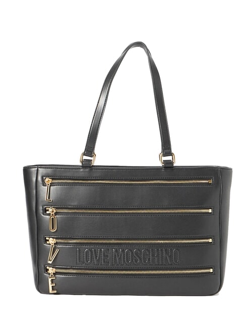 LOVE MOSCHINO ZIPLINE Shoulder shopping bag Black - Women’s Bags