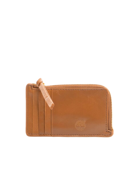 TIMBERLAND BASIC Large leather card holder with zip cognac - Men’s Wallets