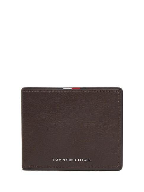 TOMMY HILFIGER TH CORP Compact leather wallet coffee beans - Men’s Wallets
