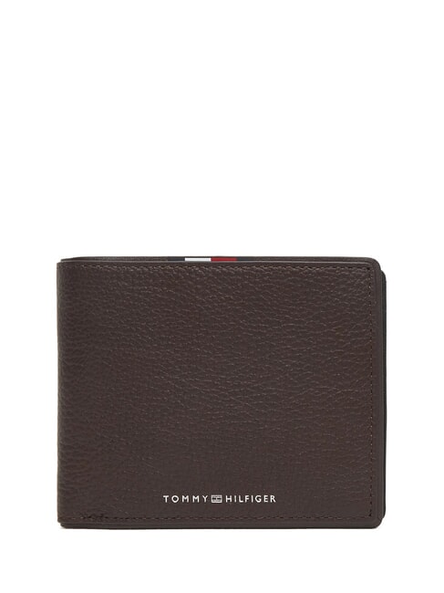 TOMMY HILFIGER TH CORP Small leather wallet coffee beans - Men’s Wallets